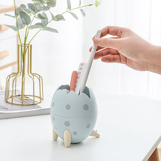 Auramma Collections Funky Kawaii Super Cute Blue Green Pink Cracked Dinosaur Egg Stationery Organizer Pen Brush Holder