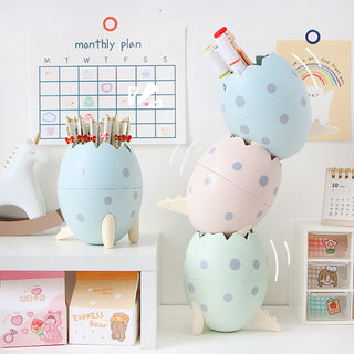 Auramma Collections Funky Kawaii Super Cute Blue Green Pink Cracked Dinosaur Egg Stationery Organizer Pen Brush Holder