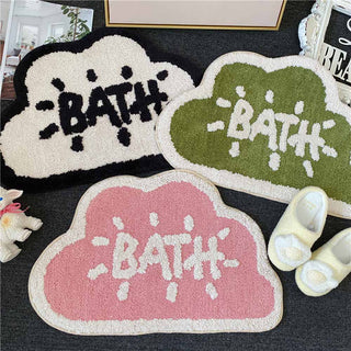 Auramma Collections Funky Kawaii White Black Green Pink Cloud Shaped Bath Mat