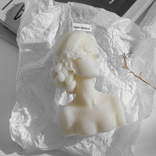 Auramma Collections Funky Kawaii White Elegant Blindfolded Lady Girl Chamomile Scented Candle