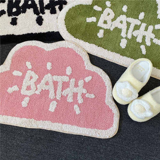 Auramma Collections Funky Kawaii White Black Green Pink Cloud Shaped Bath Mat