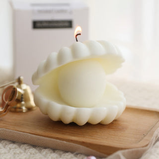 Auramma Collections Funky Kawaii Blue White Pink Green Yellow Pearl Oyster Seashell Scented Candle