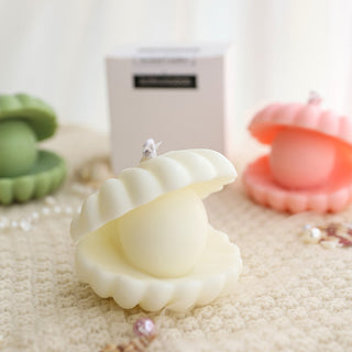 Auramma Collections Funky Kawaii Blue White Pink Green Yellow Pearl Oyster Seashell Scented Candle