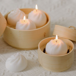 Auramma Collections Funky Kawaii Xiaolongbao Bun Shaped Aromatherapy Scented Candle Steamer Cage
