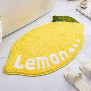 Auramma Collections Funky Kawaii Fruits Peach Lemon Avocado Funny Quote Bath Mat