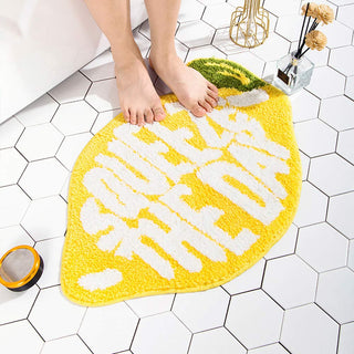 Auramma Collections Funky Kawaii Fruits Peach Lemon Avocado Funny Quote Bath Mat