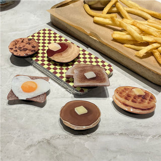 Auramma Collections Funny Breakfast Food Pancake Cookie Toast Shaped Pull Out Phone Grip