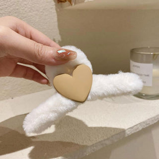 Auramma Collections Flurry Cozy Beige Pink White Grey Heart Hair Claw