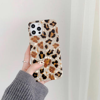 Auramma Collections Soft TPU Case Glitter Leopard Print for iPhone 13 12 11 Pro Max Mini X XS XR 7 8 Plus