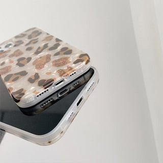 Auramma Collections Soft TPU Case Glitter Leopard Print for iPhone 13 12 11 Pro Max Mini X XS XR 7 8 Plus
