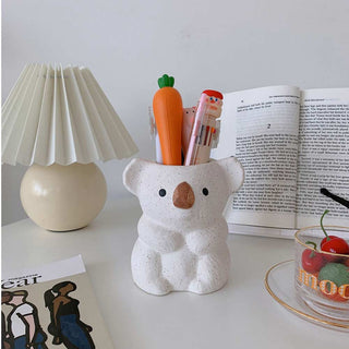 Auramma Collections Cute Ceramic Freckles Glossy Koala Baby Mama Design Practical Home Decor Pen Brush Holder Indoor Planter Vase