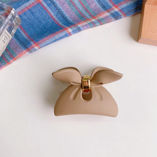 Auramma Collections Matte Creamy Coffee Assorted Large Small Half Circle Bow Bun Flower Keel Zig Zag Hair Claw Clip