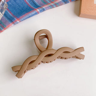 Auramma Collections Matte Creamy Coffee Assorted Large Small Half Circle Bow Bun Flower Keel Zig Zag Box Twist Hair Claw Clip