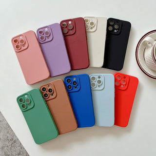 Auramma Collections Matte Plain Color Angel Eyes Camera Bumper Pink Purple Red White Black Green Caramel Blue Red TPU Case iPhone 14 13 12 11 Pro Max Plus