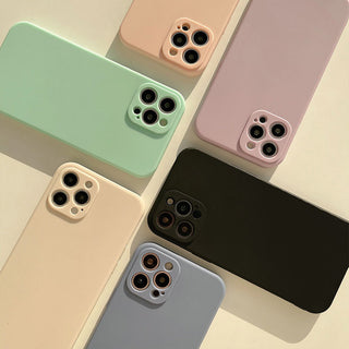 Auramma Collections Matte Plain Pastel Elegant Color Bumped Camera Protection Pink Cream White Black Green Purple Nude Pink TPU Case iPhone 14 13 12 11 Pro Max Plus
