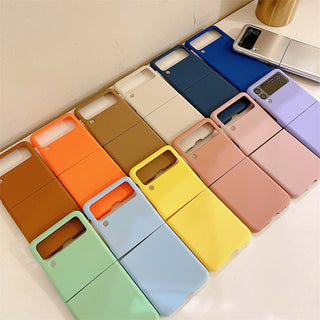 Auramma Collections Matte Plain Color Orange Coffee Caramel Mint Blue Navy Yellow White Dusty Nude Pink Silver Purple Soft TPU Case Samsung Galaxy Z Flip 3 4 