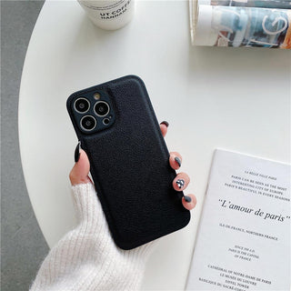Auramma Collections Matte Plain Leather TPU camera protection iPhone Case Blue Pink White Purple Red Yellow Black Khaki iPhone 14 13 12 11 Pro Max Plus
