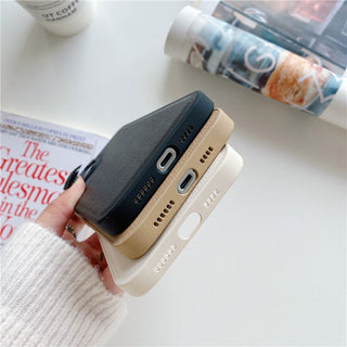 Auramma Collections Matte Plain Leather TPU camera protection iPhone Case Blue Pink White Purple Red Yellow Black Khaki iPhone 14 13 12 11 Pro Max Plus
