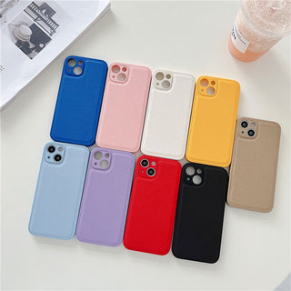 Auramma Collections Matte Plain Leather TPU camera protection iPhone Case Blue Pink White Purple Red Yellow Black Khaki iPhone 14 13 12 11 Pro Max Plus