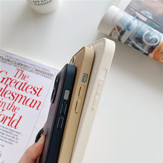 Auramma Collections Matte Plain Leather TPU camera protection iPhone Case Blue Pink White Purple Red Yellow Black Khaki iPhone 14 13 12 11 Pro Max Plus