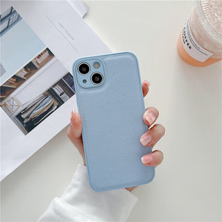 Auramma Collections Matte Plain Leather TPU camera protection iPhone Case Blue Pink White Purple Red Yellow Black Khaki iPhone 14 13 12 11 Pro Max Plus