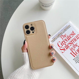 Auramma Collections Matte Plain Leather TPU camera protection iPhone Case Blue Pink White Purple Red Yellow Black Khaki iPhone 14 13 12 11 Pro Max Plus