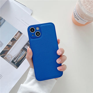 Auramma Collections Matte Plain Leather TPU camera protection iPhone Case Blue Pink White Purple Red Yellow Black Khaki iPhone 14 13 12 11 Pro Max Plus