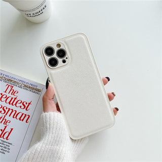 Auramma Collections Matte Plain Leather TPU camera protection iPhone Case Blue Pink White Purple Red Yellow Black Khaki iPhone 14 13 12 11 Pro Max Plus