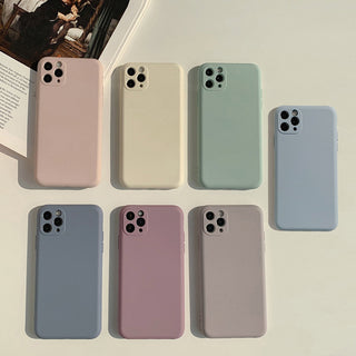 Auramma Collections Matte Plain Pastel Pink White Green Grey Blue Purple TPU Case iPhone 14 13 12 11 Pro Max Plus