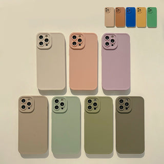 Auramma Collections Matte Plain Pastel Angel Eyes Camera Protection Beige Pink Purple Latte Grey Green olive Brown iPhone TPU Case