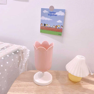 Auramma Collections Cute Japanese Style Pastel Green Yellow Purple Pink Tulip Holder For Pencil Pen Makeup Paint Brushes