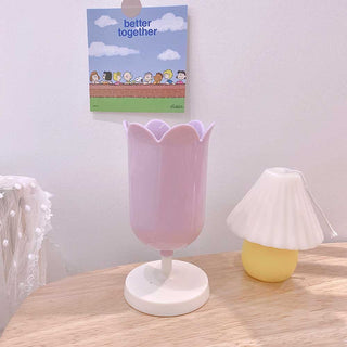 Auramma Collections Cute Japanese Style Pastel Green Yellow Purple Pink Tulip Holder For Pencil Pen Makeup Paint Brushes