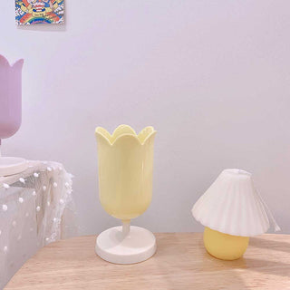 Auramma Collections Cute Japanese Style Pastel Green Yellow Purple Pink Tulip Holder For Pencil Pen Makeup Paint Brushes