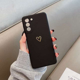 Auramma Collections Plain Color Matte Gold Line Heart Mint Green White Black Blue Purple Pink Soft TPU Case Samsung Galaxy S22 S21 S20 Ultra Plus FE