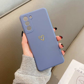Auramma Collections Plain Color Matte Gold Line Heart Mint Green White Black Blue Purple Pink Soft TPU Case Samsung Galaxy S22 S21 S20 Ultra Plus FE
