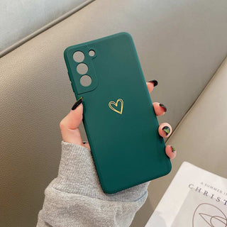 Auramma Collections Plain Color Matte Gold Line Heart Mint Green White Black Blue Purple Pink Soft TPU Case Samsung Galaxy S22 S21 S20 Ultra Plus FE