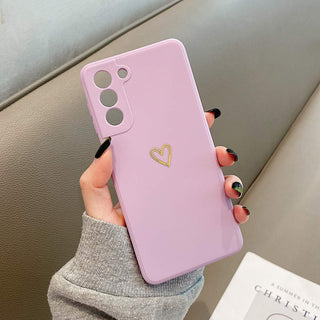 Auramma Collections Plain Color Matte Gold Line Heart Mint Green White Black Blue Purple Pink Soft TPU Case Samsung Galaxy S22 S21 S20 Ultra Plus FE