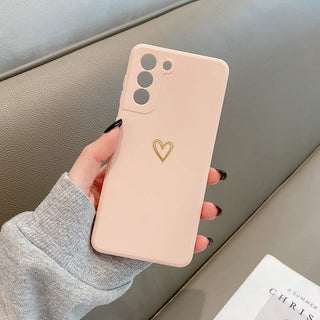 Auramma Collections Plain Color Matte Gold Line Heart Mint Green White Black Blue Purple Pink Soft TPU Case Samsung Galaxy S22 S21 S20 Ultra Plus FE