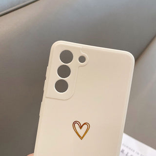 Auramma Collections Plain Color Matte Gold Line Heart Mint Green White Black Blue Purple Pink Soft TPU Case Samsung Galaxy S22 S21 S20 Ultra Plus FE