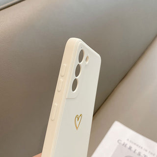 Auramma Collections Plain Color Matte Gold Line Heart Mint Green White Black Blue Purple Pink Soft TPU Case Samsung Galaxy S22 S21 S20 Ultra Plus FE
