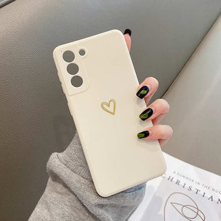Auramma Collections Plain Color Matte Gold Line Heart Mint Green White Black Blue Purple Pink Soft TPU Case Samsung Galaxy S22 S21 S20 Ultra Plus FE