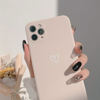 Auramma Collections Plain Matte Line Heart Dusty Pink Elegant Blue Cream White TPU Case iPhone 14 13 12 11 Pro Max Plus