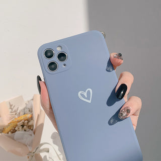 Auramma Collections Plain Matte Line Heart Dusty Pink Elegant Blue Cream White TPU Case iPhone 14 13 12 11 Pro Max Plus