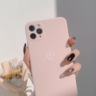 Auramma Collections Plain Matte Line Heart Dusty Pink Elegant Blue Cream White TPU Case iPhone 14 13 12 11 Pro Max Plus