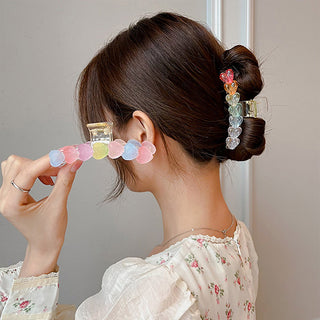 Auramma Collections Rainbow Color Heart Shaped Clear Gummy Sugar Coated Hair Claw