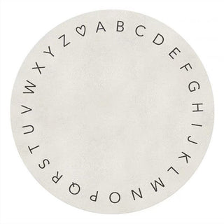 Auramma Collections Round White Faux Wool Black Letters Home Bedroom Living Area Rug