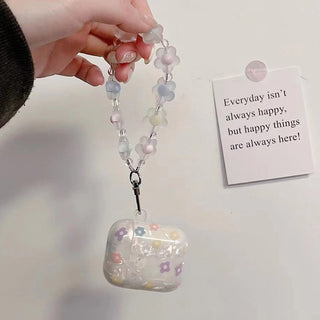 Auramma Collections Soft Girl Aesthetics Kawaii Semi Clear Seashell Pattern Colorful Tiny Flowers Opaque Charm Soft TPU Case AirPods 1 2 3 4 Pro