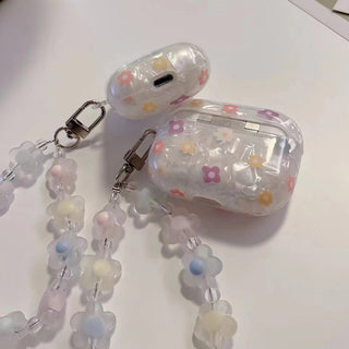 Auramma Collections Soft Girl Aesthetics Kawaii Semi Clear Seashell Pattern Colorful Tiny Flowers Opaque Charm Soft TPU Case AirPods 1 2 3 4 Pro