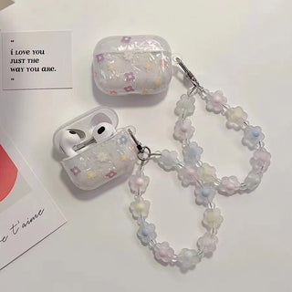 Auramma Collections Soft Girl Aesthetics Kawaii Semi Clear Seashell Pattern Colorful Tiny Flowers Opaque Charm Soft TPU Case AirPods 1 2 3 4 Pro