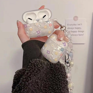 Auramma Collections Soft Girl Aesthetics Kawaii Semi Clear Seashell Pattern Colorful Tiny Flowers Opaque Charm Soft TPU Case AirPods 1 2 3 4 Pro